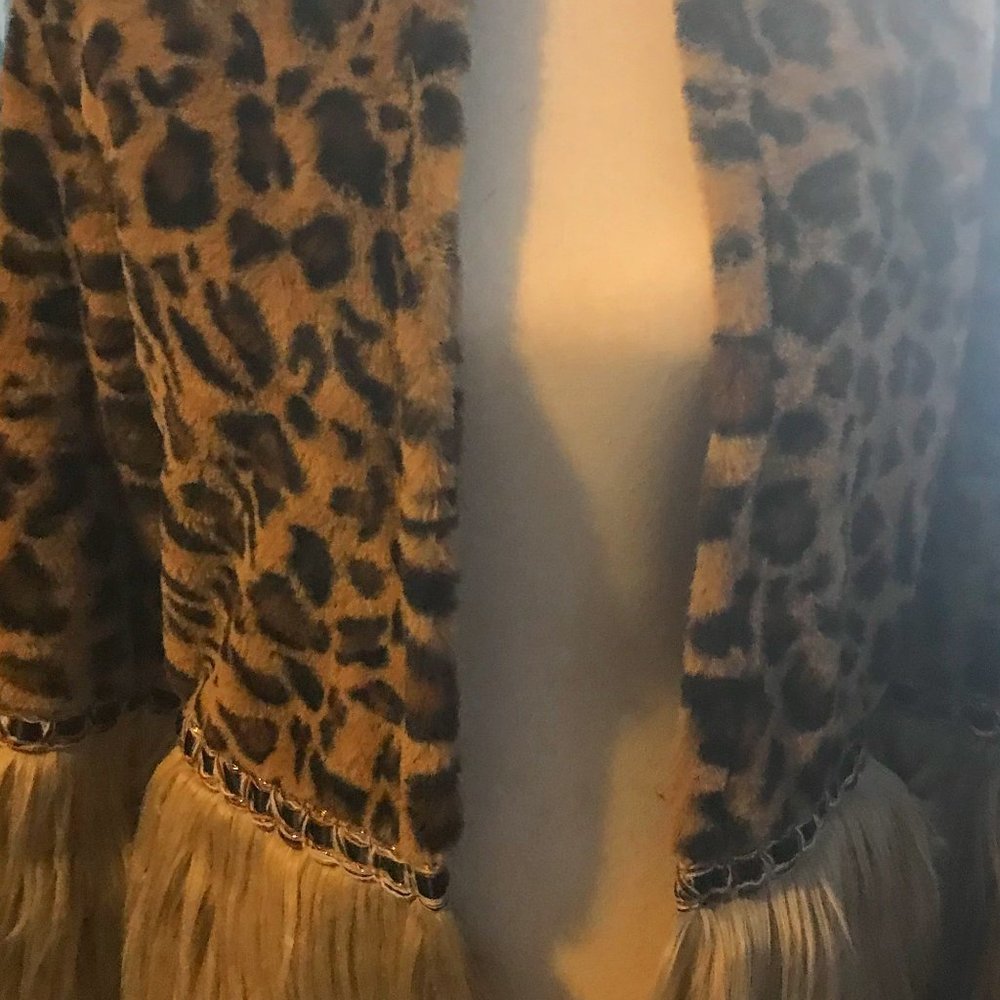Leopard Print Faux Fur Jacket Cardigan Size XS